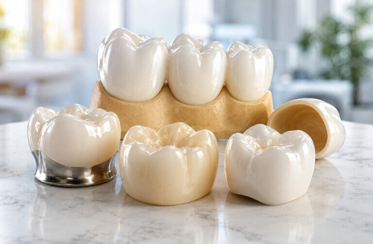 Affordable dental crowns in Brooklyn at ParkSide Dental featuring porcelain, zirconia, ceramic, and PFM crown options for cosmetic and restorative dental treatment.
