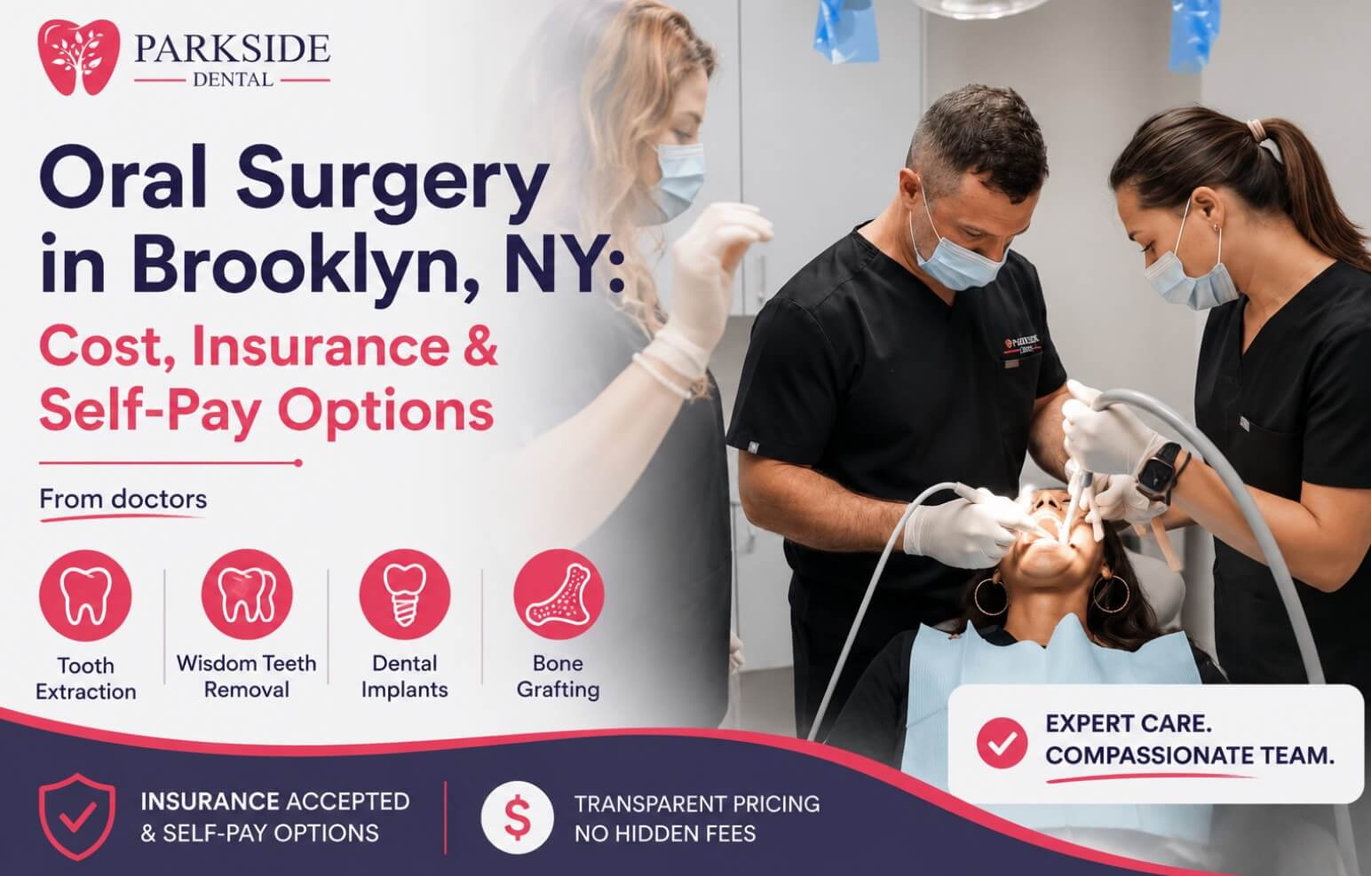 Oral surgery in Brooklyn, NY at ParkSide Dental for tooth extraction, wisdom teeth, dental implants and bone grafting